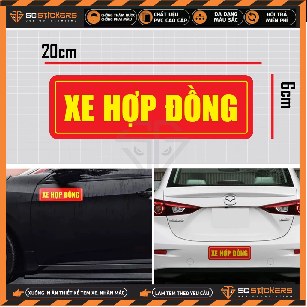 Sticker Dán Xe Ô Tô Xe Hợp Đồng | STOT-42 | Tem Decal Dán Sườn Cản Sau Kính Lái Xe Hơi Oto Tải Xe Khách 4 Chỗ