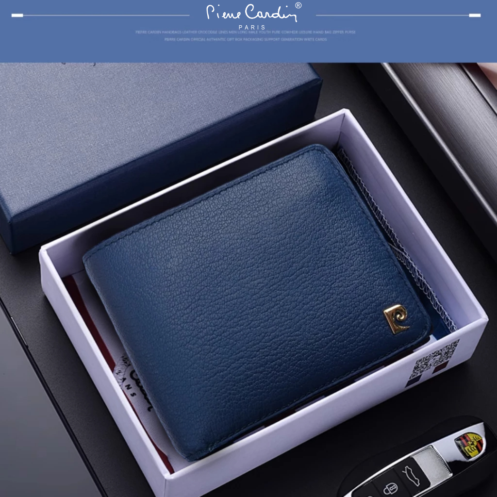 Ví Nam Da Dê Arlan Cao Cấp Có Ngăn Khóa Hàng Hiệu Pierre Cardin, Bóp Nam Cao Cấp PDV13 Hộp Gỗ Làm Quà Tặng