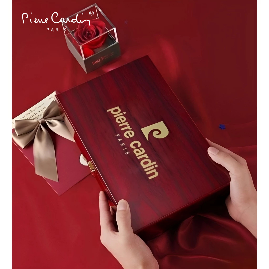 Ví Nam Da Dê Arlan Cao Cấp Có Ngăn Khóa Hàng Hiệu Pierre Cardin, Bóp Nam Cao Cấp PDV13 Hộp Gỗ Làm Quà Tặng