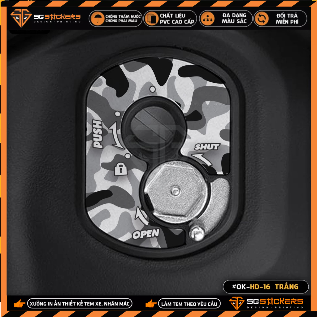 Decal Dán Ổ Khóa Xe Honda Thiết Kế Camo | OK-HD-16 | Tem Trang Trí Ổ Khóa Xe SH, SH Mode, Air Balde, Vision, Winner X