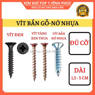 Vít đen, vít vàng răng ren thưa bắt gỗ nở nhựa