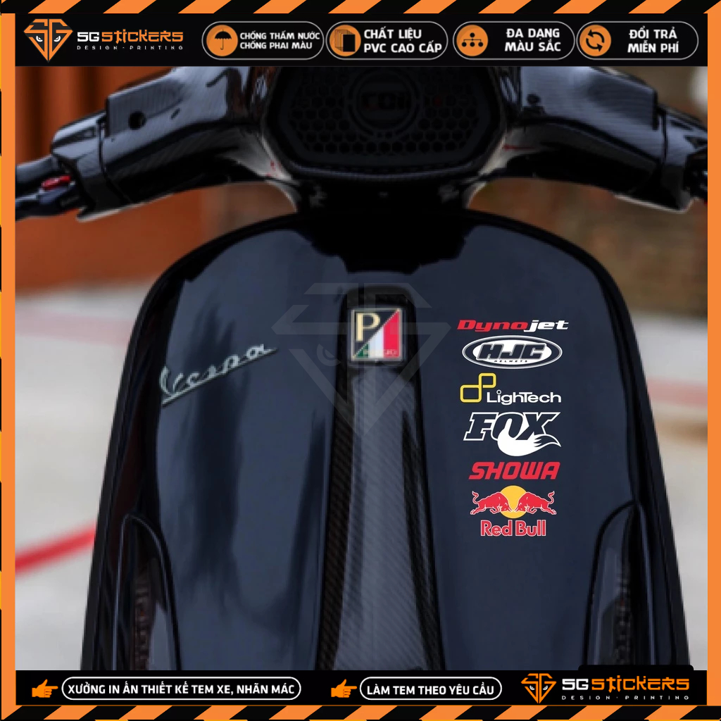Sticker Chủ Đề Logo Redbull, Showa, Lightech | LG10 | Tem Dán Trang Trí Xe Máy, Xe Điện, Mũ Bảo Hiểm, Laptop, Điện Thoại