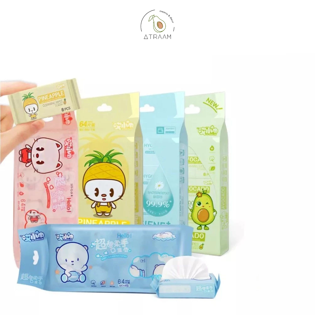 Khăn Giấy Ướt Mini Dễ Thương Bỏ Túi Tiện Lợi ( túi 8 gói )