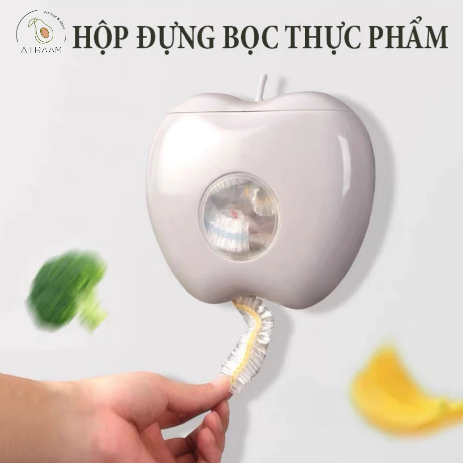 Hộp Nhựa Đựng Màng Bọc Thực Phẩm Hình Quả Táo Gắn Tường Chống Bụi Cho Nhà Bếp