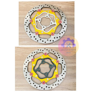 Đĩa thắng 4 lỗ oversize lòng nhôm cnc 267mm/ khoen nhôm màu đỏ