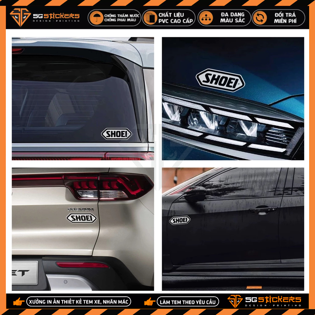Sticker Ô Tô Thiết Kế SHOEI | STOT-15 | Tem Dán Xe Oto Xe Hơi Sườn Xe Kính Lái Capo Cản Sau Cánh Cửa.... Chống Nước