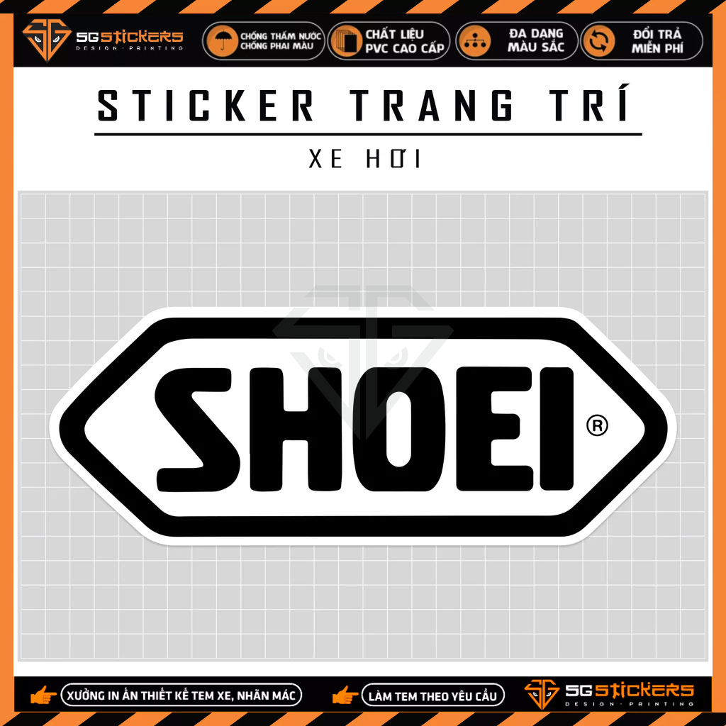 Sticker Ô Tô Thiết Kế SHOEI | STOT-15 | Tem Dán Xe Oto Xe Hơi Sườn Xe Kính Lái Capo Cản Sau Cánh Cửa.... Chống Nước
