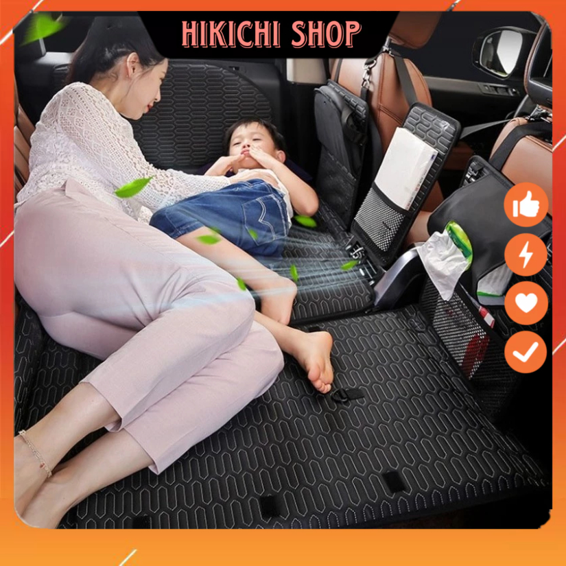 Đệm ngủ ghế sau ô tô da cao cấp, Đệm ô tô dạng treo gấp gọn tặng kèm tấm treo đồ ghế sau, Nệm xe hơi