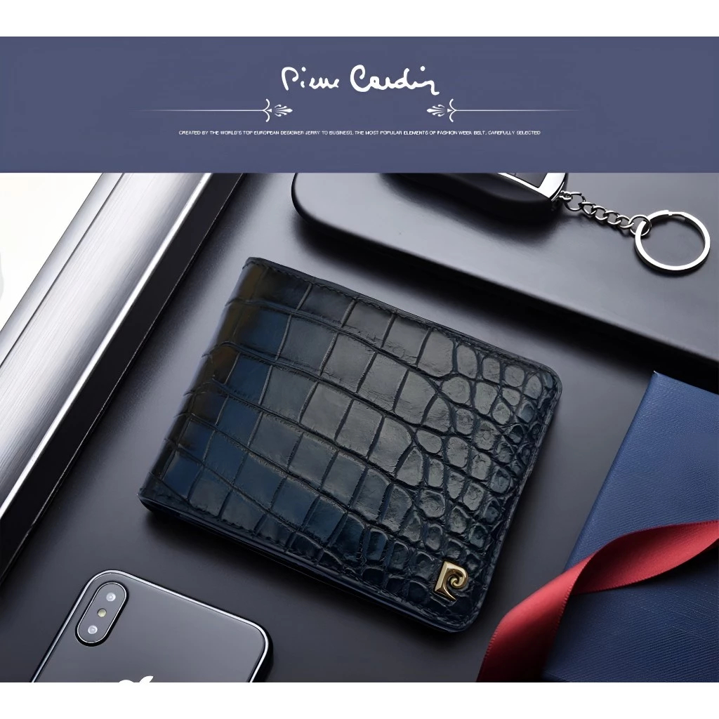 Ví Nam Da Thật Cao Cấp Có Ngăn Khóa Hàng Hiệu Pierre Cardin, Bóp Nam Cao Cấp Hộp Gỗ Làm Quà Tặng