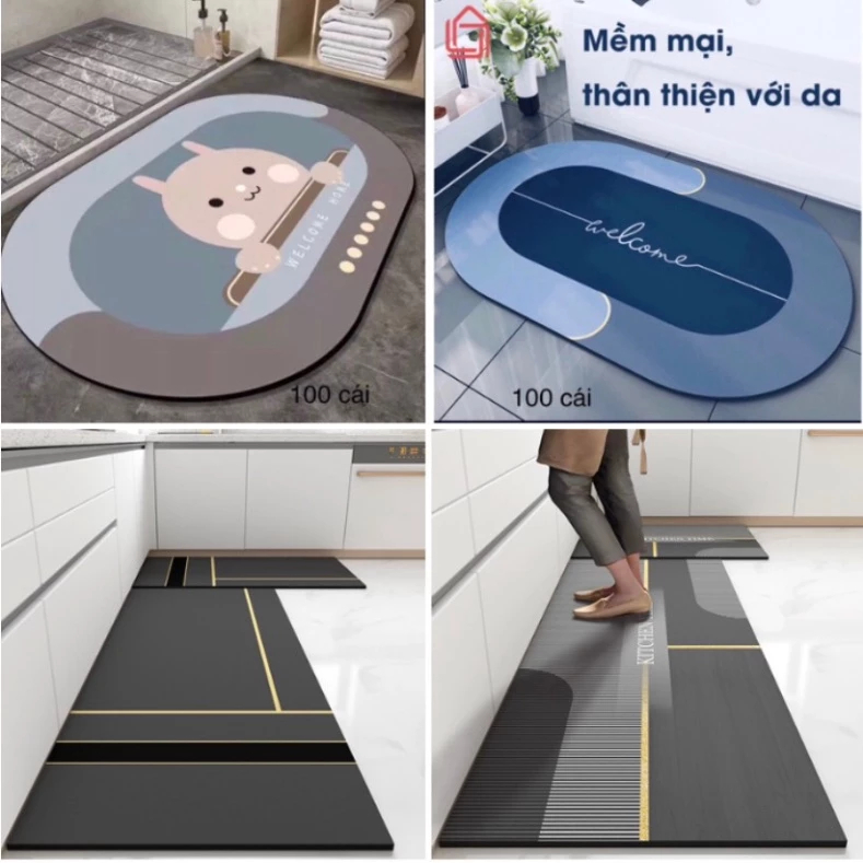 Ưu Đãi Đặc Biệt Thảm Hút Nước Siêu Thấm - Thảm Lau Chân Siêu Mềm Siêu Dày, Siêu Thấm Nước Chất Liệu Chống Trượt