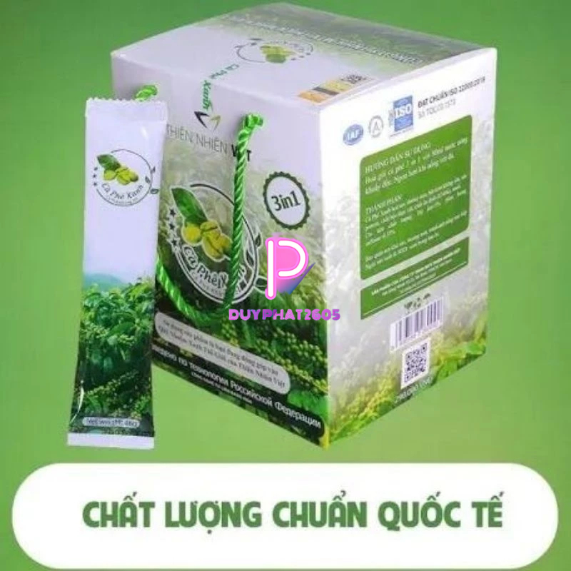 Chính Hãng Hộp 30 Gói Cà phê Xanh Giảm Cân Kháng mỡ Thiên Nhiên Việt