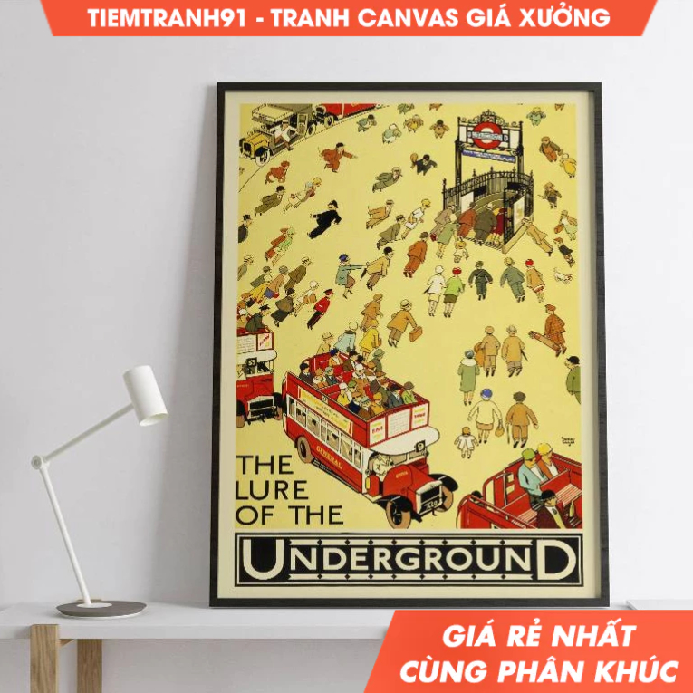 Tranh treo tường, Vintage Travel England, London, London Underground 1920s Poster,Travel Poster, Ret