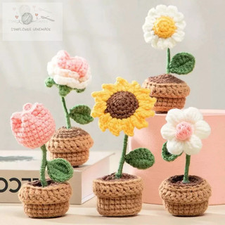 Chậu hoa mini bằng len, chậu hoa len Handmade để trang trí, làm quà tặng