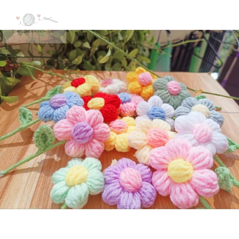 Hoa len - Pin hoa cài áo, cài túi nhiều màu bằng len ( không bao gồm cành)