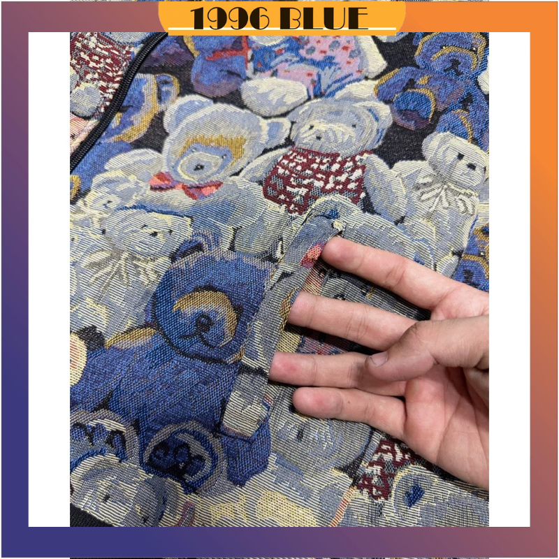 Áo khoác nam nữ vải gấm dệt gấu hàng quảng châu, Áo khoác bomber nam nữ phong cách hàn quốc - 1996blue