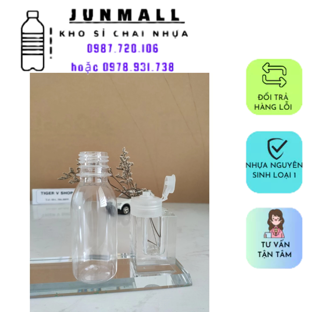 Chai nhựa pet nhựa nguyên sinh nắp bật 75ml 100ml 120ml trong suốt