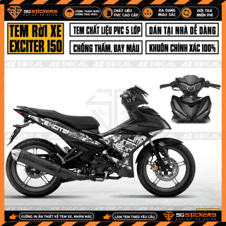 Decal team xe exciter 150 mẫu vân khói | ex15018 | tem rời ex 150 cao cấp chống nước, decal chống bay màu