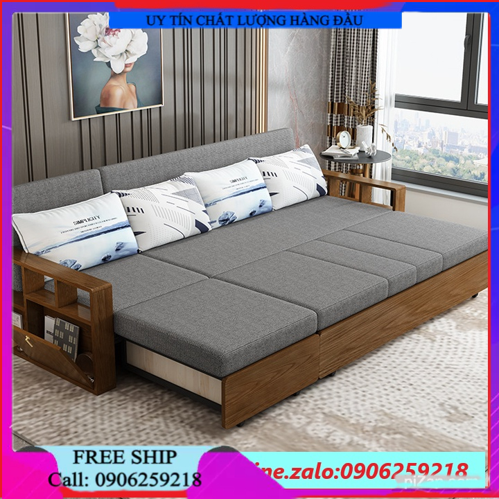 Sofa giường đa năng thông minh nhập khẩu gấp gọn khung thép cacbon cao cấp kích thước 1m6*1m9 tặng kèm gối