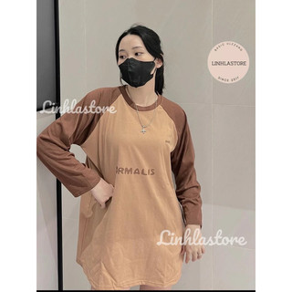 Áo nỉ ulzzang nâu phối dài tay thu đông ( ảnh thật )