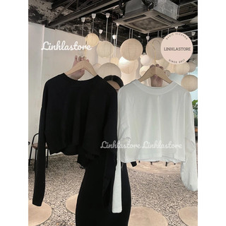 Áo crop dài tay thu đông basic tặng kèm áo quây trong phong cách ulzzang hàn quốc ( ảnh video shop chụp)