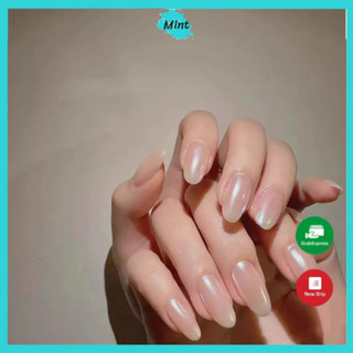 ❤️đổi form❤️nail box hailey bieber tráng gương ánh trai hồng nb32 nailbox thủ công clean girl 2024 - annienails