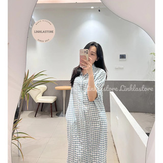 VÁY SUÔNG KẺ BASIC LINHLA PHONG CÁCH ULZZANG (ảnh thật)