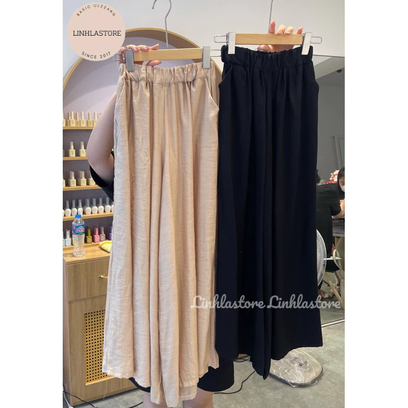 Quần suông đũi tơ ống rộng ulzzang hàn quốc