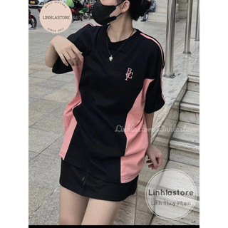 Áo phông phối đen hồng ulzzang form rộng ( kèm ảnh thật )