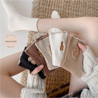 SET 5 ĐÔI TẤT CỔ CAO GẤU CUTE HÀN QUỐC ( 5 màu )