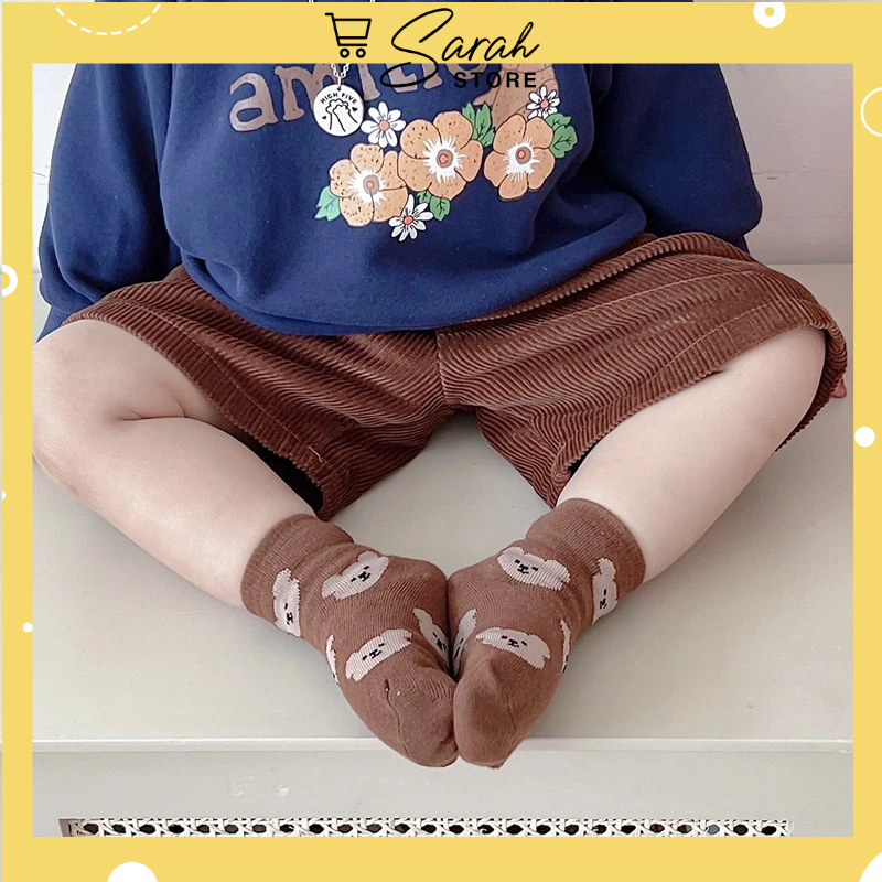 Set 5 đôi tất cotton gấu cam bi bé trai , gái sợi bông mềm mại thoáng khi khử mùi te12