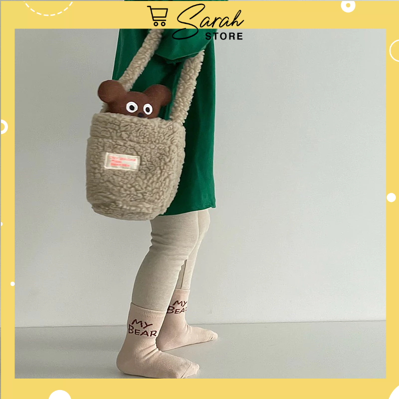 Set 5 đôi tất cotton gấu cam bi bé trai , gái sợi bông mềm mại thoáng khi khử mùi te12