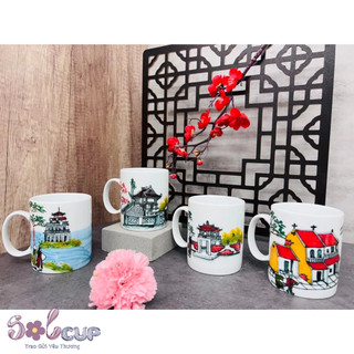 Cốc Sứ Uống Nước Hà Nội - Ly Sứ Decor Gốm Sứ Bát Tràng Bóng Đẹp Cao Cấp Dung Tích 400ml