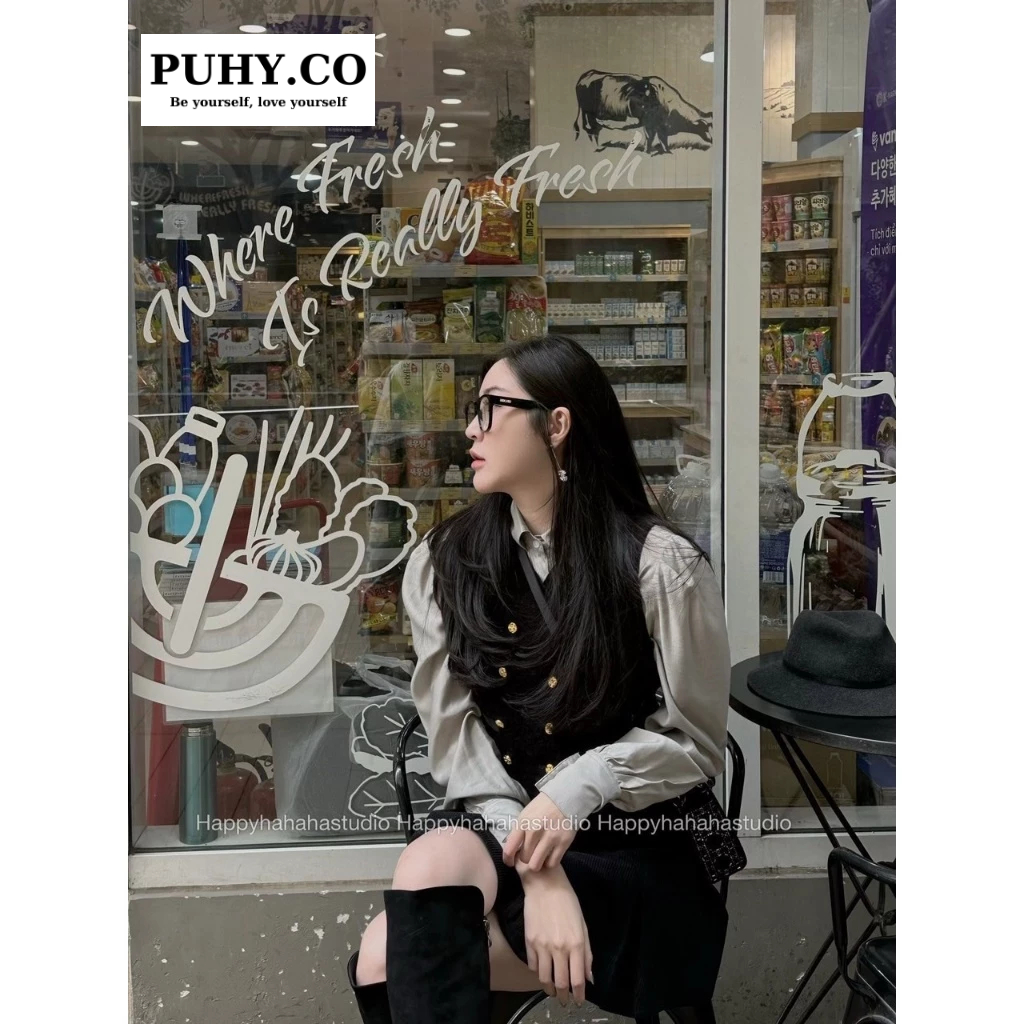 SET 3 chi tiết áo sơ mi tơ gile mix chân váy-ảnh thật