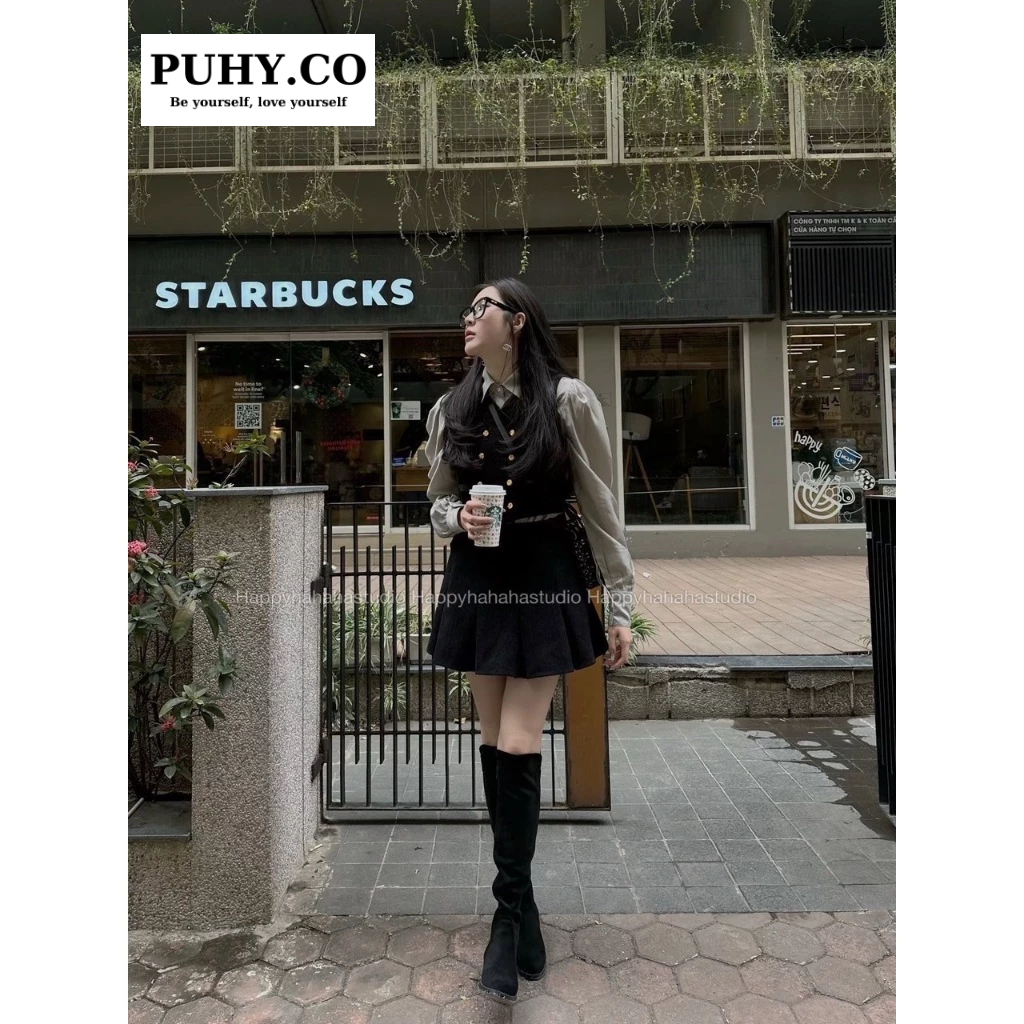 SET 3 chi tiết áo sơ mi tơ gile mix chân váy-ảnh thật