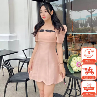 Váy Nữ Dự Tiệc Tay Bồng Sang Trọng - Cổ Vuông - Phối Nơ  Lucido Fashion V32