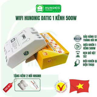 Công Tắc Thông Minh Wifi Hunonic Datic 1 Kênh 500W Điều Khiển Thiết Bị Từ Xa Qua Điện Thoại, Bảo Hành 6 Tháng 1 Đổi