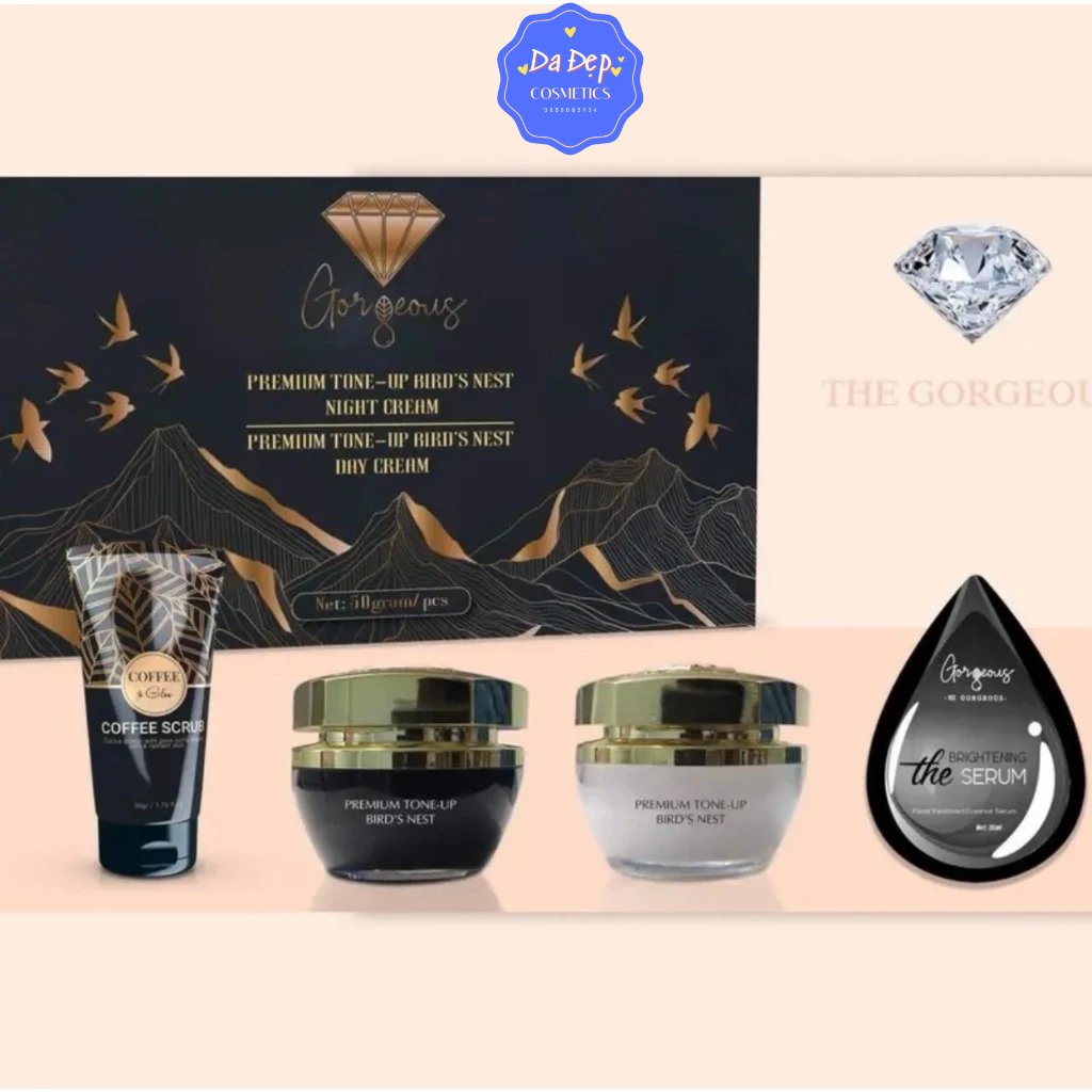 🌸 Bộ Kem Yến Kim Cương MÚI XÙ GORGEOUS Ngày Đêm Dưỡng Da Căng Bóng Se Khít Lỗ Chân Lông