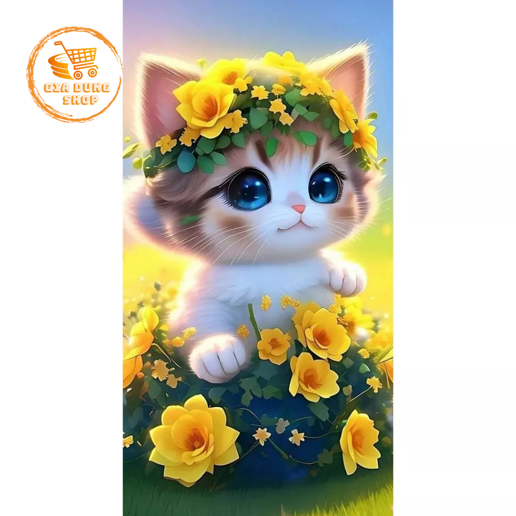 Tranh Đính Đá Mèo Chiêu Tài 5D Tự Hoàn Thành Kích Thước 40x30cm Những Mẫu Tranh Gắn Đá DIY Mèo Đẹp