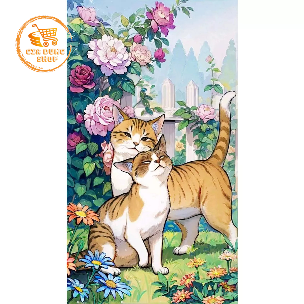 Tranh Đính Đá Mèo Chiêu Tài 5D Tự Hoàn Thành Kích Thước 40x30cm Những Mẫu Tranh Gắn Đá DIY Mèo Đẹp