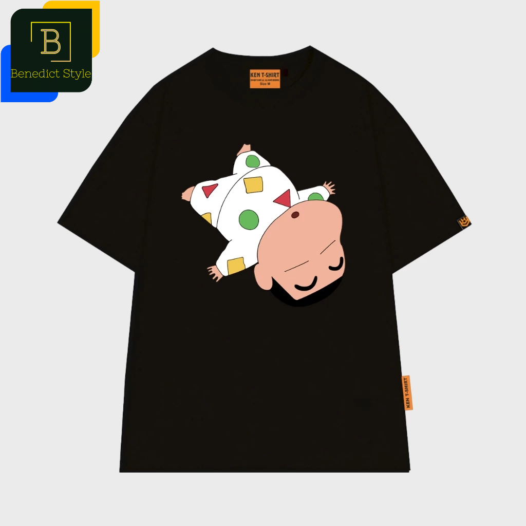 Áo thun unisex bé Shin mặc pijama ngủ say cậu bé bút chì vui nhộn áo phông shin BND495