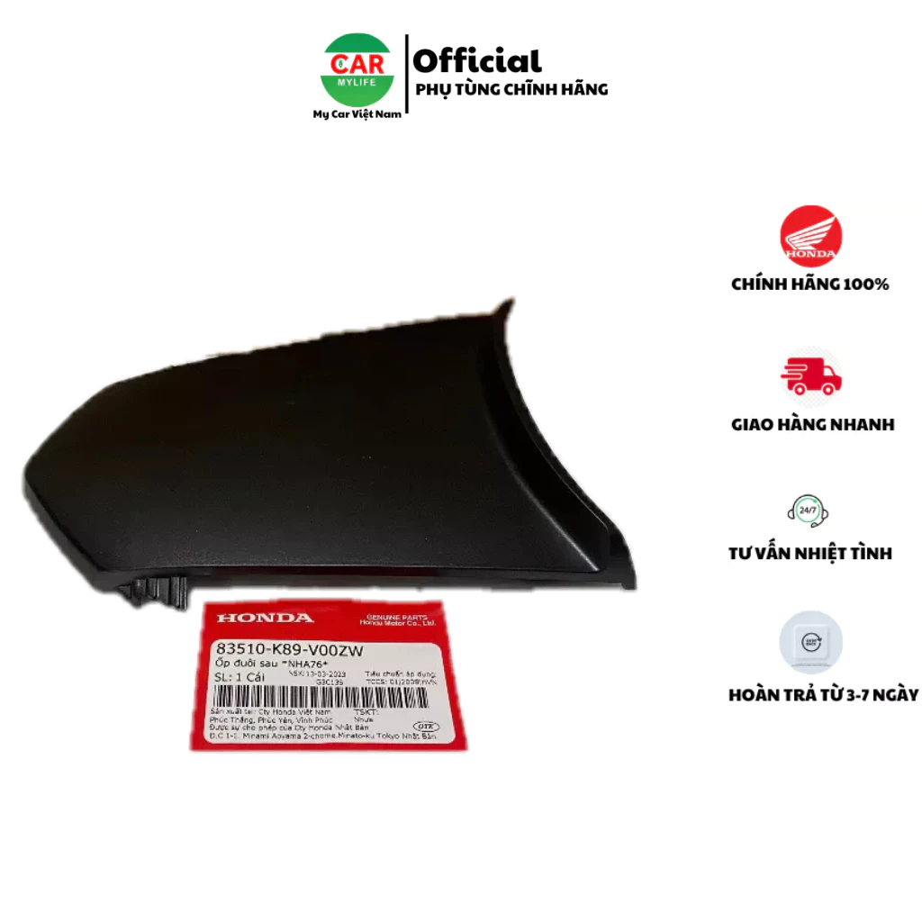 Ốp đuôi sau - mui rùa HONDA WAVE A110 năm 2023 màu Đen nhám. *NHA76* Mã SP 83510K89V00ZW