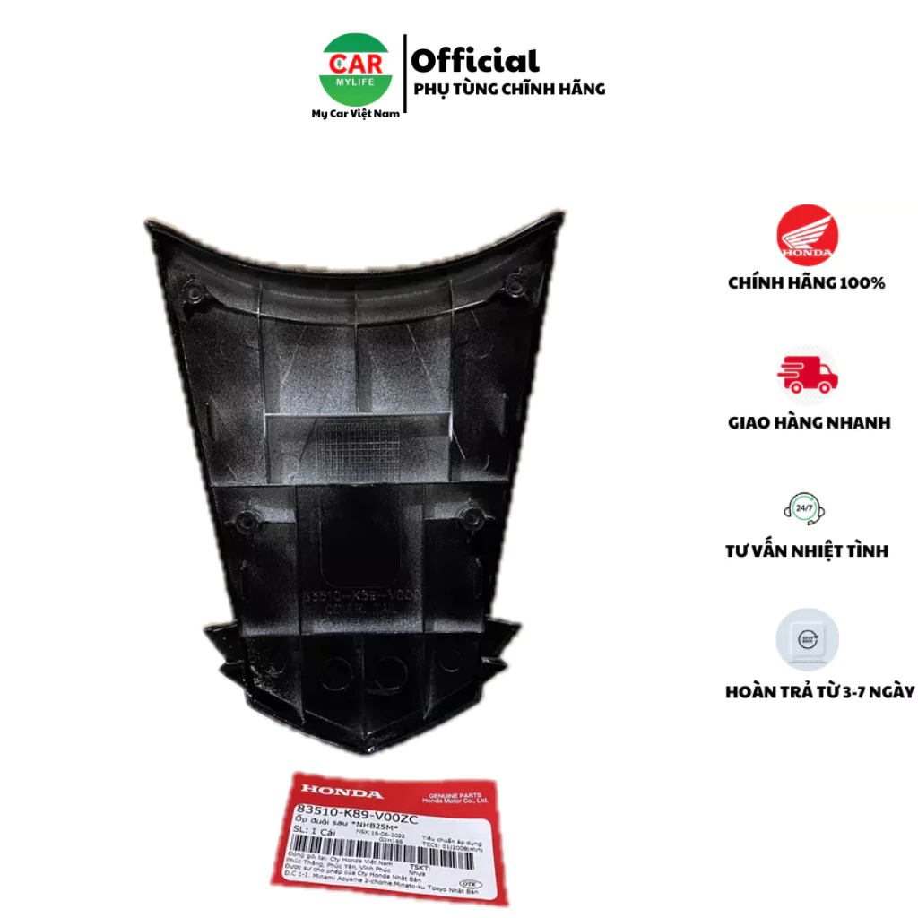 Ốp đuôi sau - mui rùa HONDA WAVE A110 năm 2017-2021 màu Đen. *NHB25M* 83510K89V00ZC