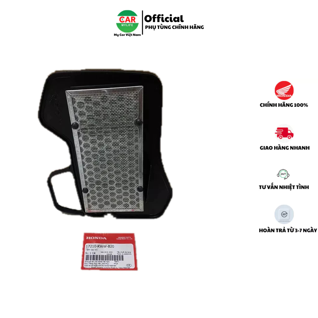 Lọc gió xe máy - tấm lọc khí HONDA WAVE A110, S110, RSX110, BLADE Số, DREAM 110. Mã SP 17210KWWB20