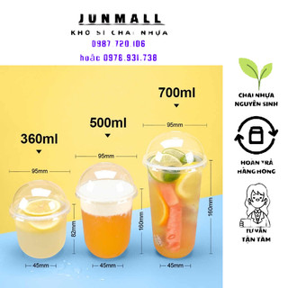 Combo 100 ly nhựa 360ml, 500ml, 700ml, nắp cầu