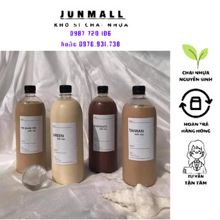 Chai nhựa pet đựng trà sữa 1000ml chai 1 lít nắp nhôm fi28 chai nhựa 1 lít 1l