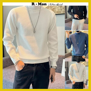Áo len nam cổ 3p phong cách hàn quốc trẻ trung cá tính, áo len nam vặn thừng nhỏ cổ tròn hàng loại một - RMAN