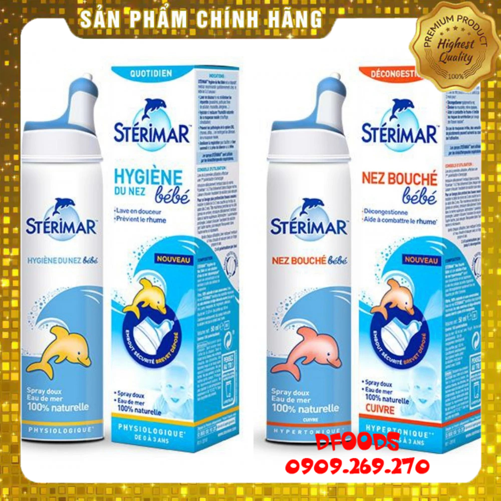 Xịt muối biển Sterima cá heo 100ml cho bé từ sơ sinh