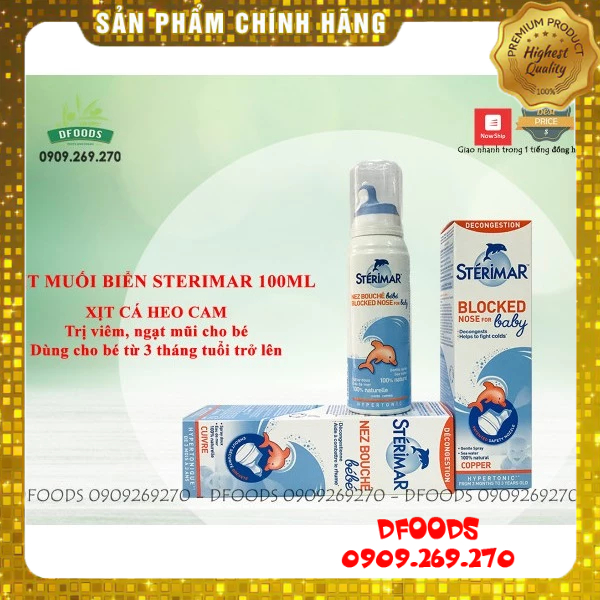Xịt muối biển Sterima cá heo 100ml cho bé từ sơ sinh