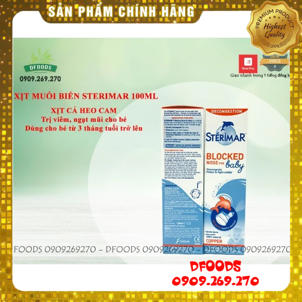 Xịt muối biển Sterima cá heo 100ml cho bé từ sơ sinh
