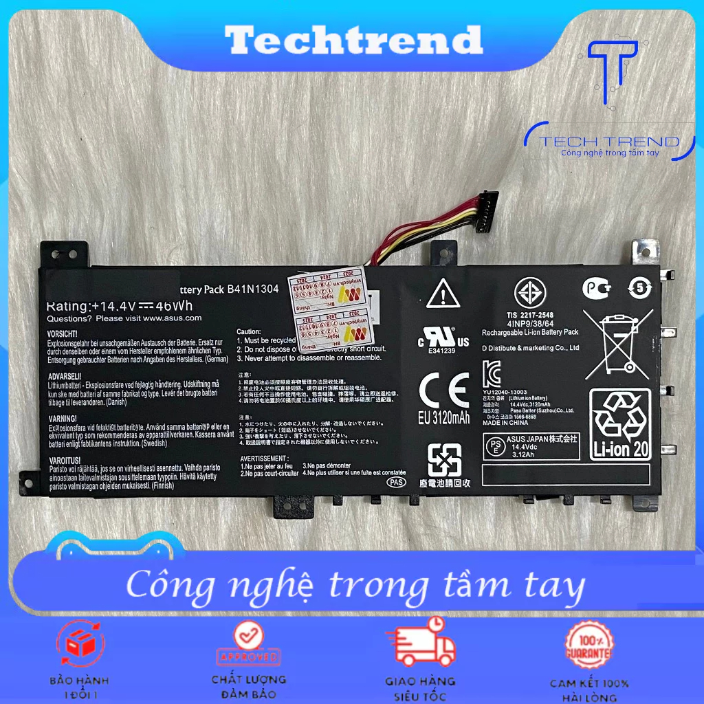 Pin Laptop Asus VivoBook S451 S451LA S451LB S451LN K451 K451L K451LA K451LB K451LN B41N1304